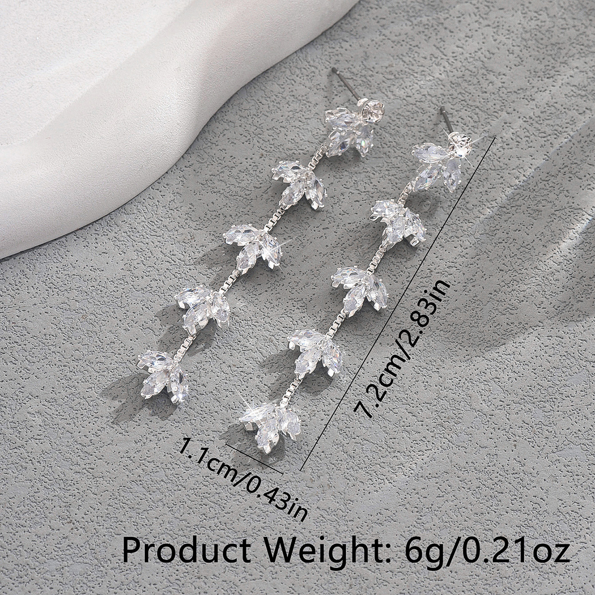 Women's 3D Leaf Architecture Earrings with Synthetic Zirconia